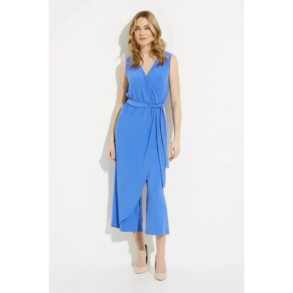 Joseph Ribkoff Women's Blue Sleeveless V-Neckline Jumpsuit Size 8